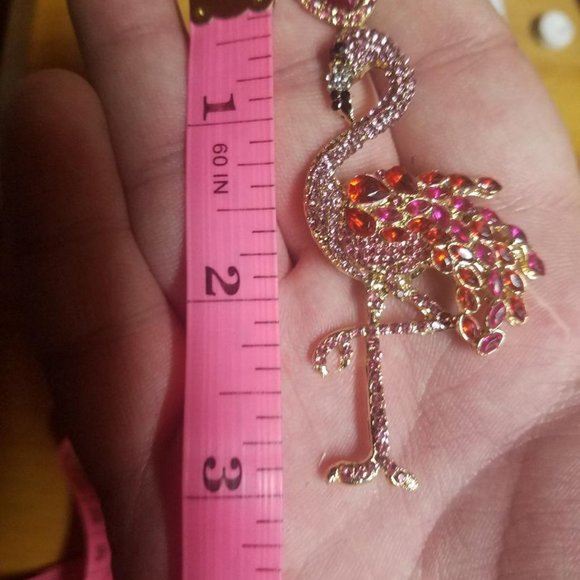 Crystal Flamingo Drop Earrings Statement Pink - Picture 3 of 3